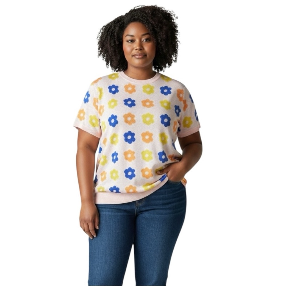 Modcloth Intarsia Twee Sweater In Retro Bloom